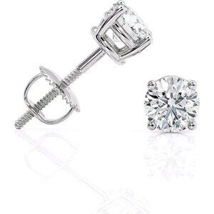 1/3 to 10 Carat D-E Color and VS1-VS2 Clarity Lab Grown Diamond Round Stud Earri